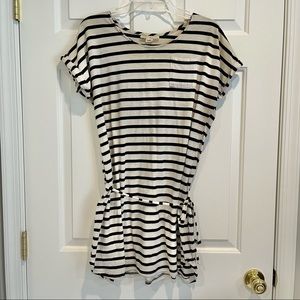 Derek Heart Striped Tunic with Tie Waist- L